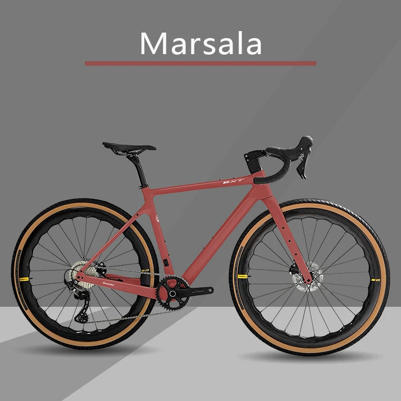 Bicicleta de gravel BXT 700C de fibra de carbono, 11 velocidades GRX-600, ruedas de carbono, manillar de carbono, bicicleta de carretera de gravel completa