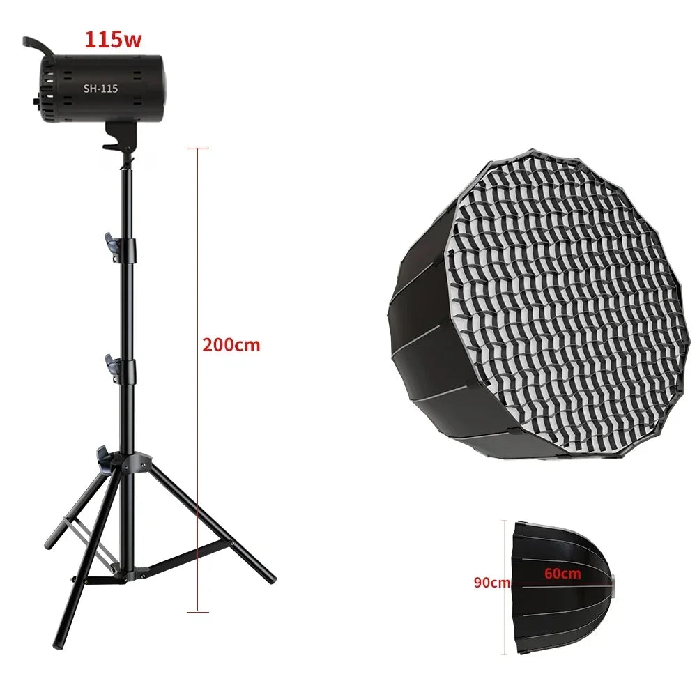 Lámpara LED de estudio para fotografía de 135 W, con sistema Bowens, para iluminación de video, con luz natural equilibrada, flash para retratos, accesorios de estudio, 3000-6000 K, 3 colores.