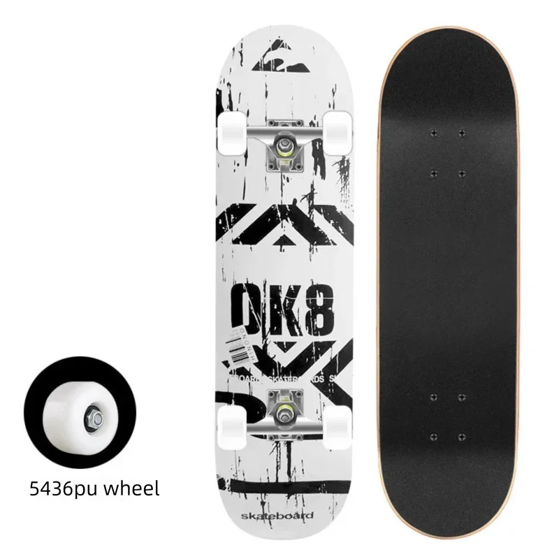 Patineta Completa para Trucos de Doble Patada, Madera de Arce, 4 Ruedas, Impresión por Transferencia de Calor, para Principiantes, Adultos y Niños