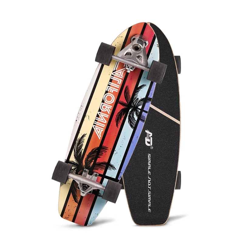 Tabla de Surf Skate Profesional de 8 Capas de Arce Ruso con Patrón Colorido para Calle, Cruiser, Land Surfskate y Uso en Exteriores