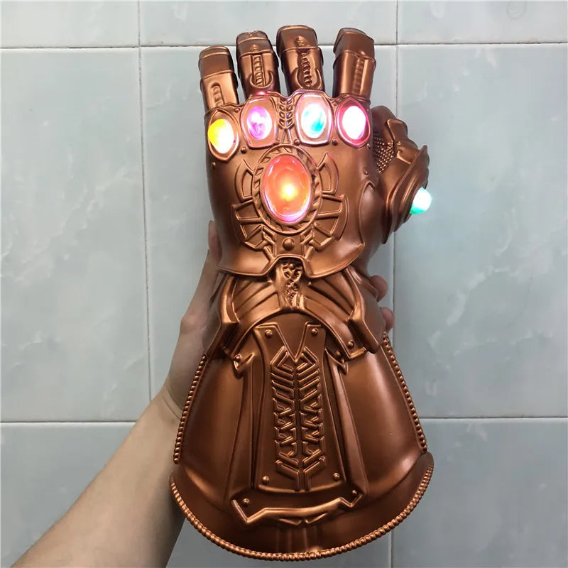 Guante de Iron Man 1:1, luz LED, guantes de Thanos de piedra infinita, vengadores, superhéroe, guantelete de la intemperie, capitán América, Thor, chico