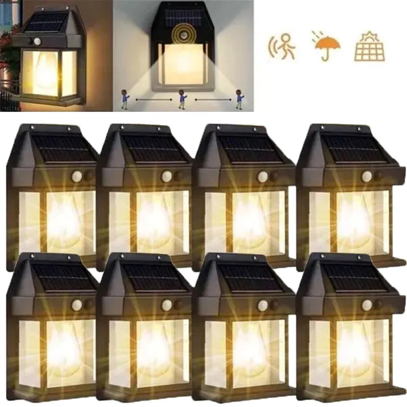 1/2/4/8 Apliques solares de pared, lámpara LED con sensor de movimiento IP44, montaje en pared adecuado para iluminación exterior de patios, porches y terrazas