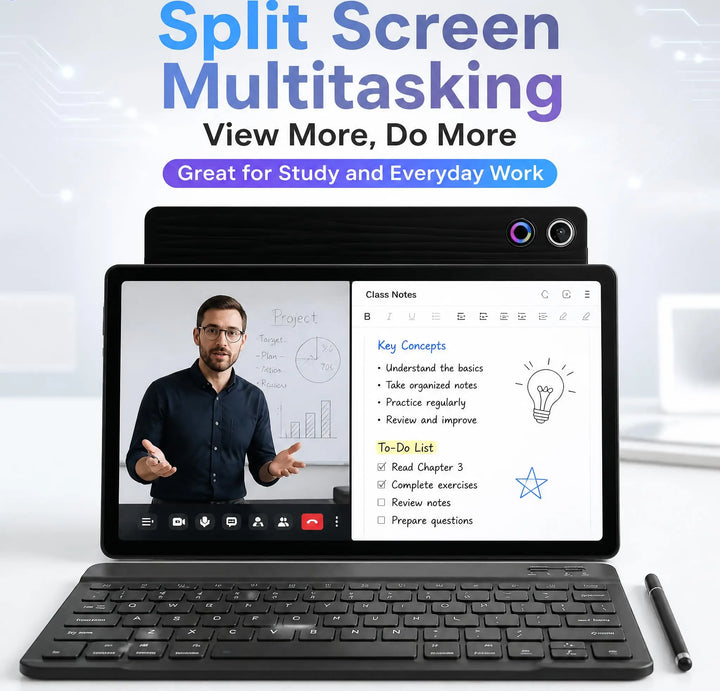 URAO KB10L Tableta de 10.1 pulgada, Android 16, pantalla HD, 24 GB de RAM, 64 GB de ROM, A333, tableta PC de cinco núcleos, compatible con Widevine L1 y Netflix HD, batería de 6000 mAh, pantalla dividida, desbloqueo f
