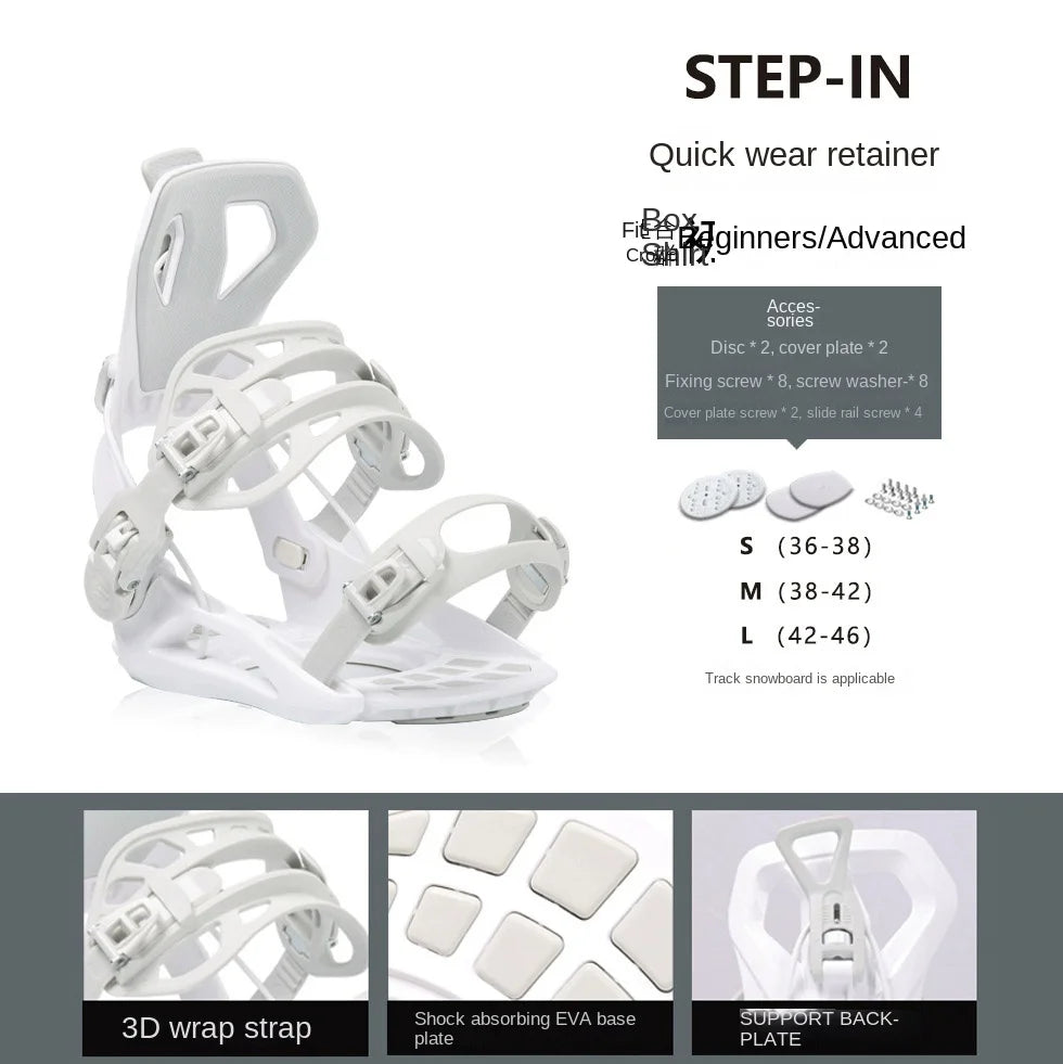 Fijaciones para snowboard, fijador de desgaste rápido SP, fijaciones versátiles para tabla de esquí, corte de esquí, flor plana, correa para snowboard para mujer, hombre
