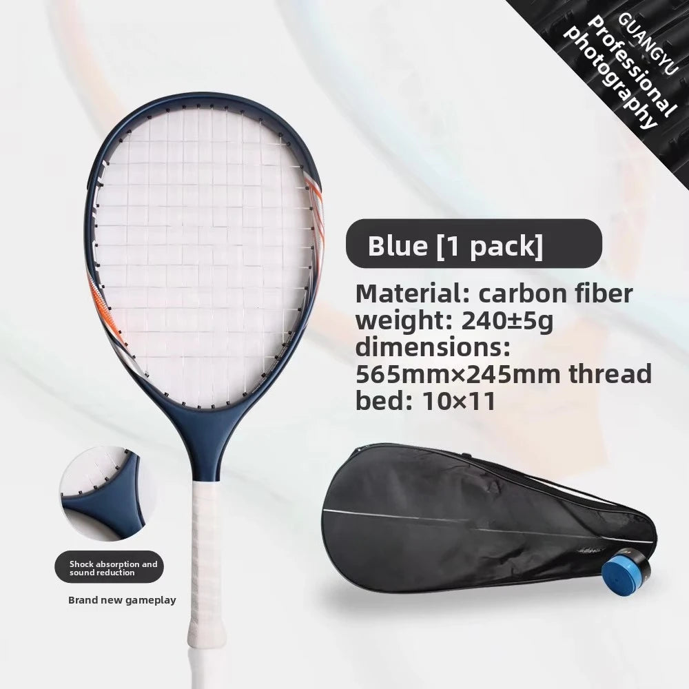 Mini raqueta de tenis de fibra de carbono, lista para encordar, con bajo nivel de ruido y bola de espuma, ideal para canchas de pickleball y como equipo deportivo.