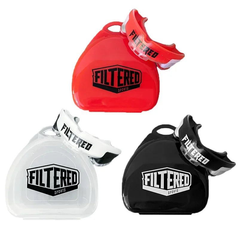 Protector bucal deportivo filtrado para adultos, Muay Thai, boxeo, dientes, Rugby, entrenamiento de lucha, protección, tirantes Mma, protector bucal de lucha