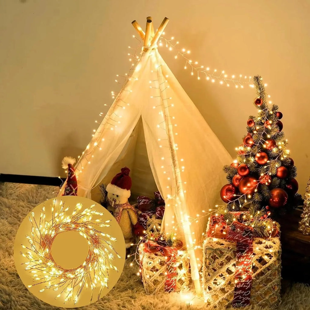Guirnalda de luces LED solares con forma de petardo, guirnalda impermeable para exteriores, luz de hadas para boda, fiesta, jardín, decoración navideña