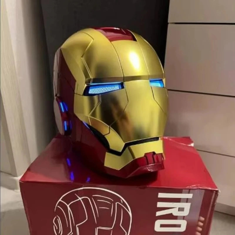 Casco de Iron Man Mk5 de los Vengadores, recientemente actualizado, escala 1/1, con función de transformación y control por voz en inglés, y apertura y cierre automáticos.