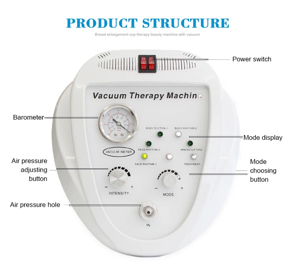 Máquina de terapia de masaje al vacío, bomba de agrandamiento, levantamiento de senos, moldeador de cuerpo, taza de masaje, equipo de belleza reafirmante y levantador