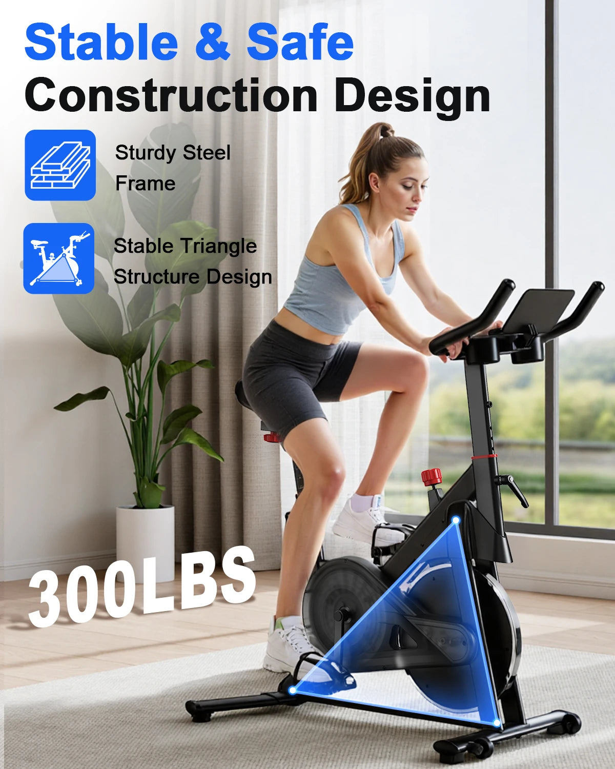 Superun-bicicleta estática con Control magnético, soporte grande para tableta, asiento cómodo, bicicleta de ciclismo interior, Cardio, Fitness