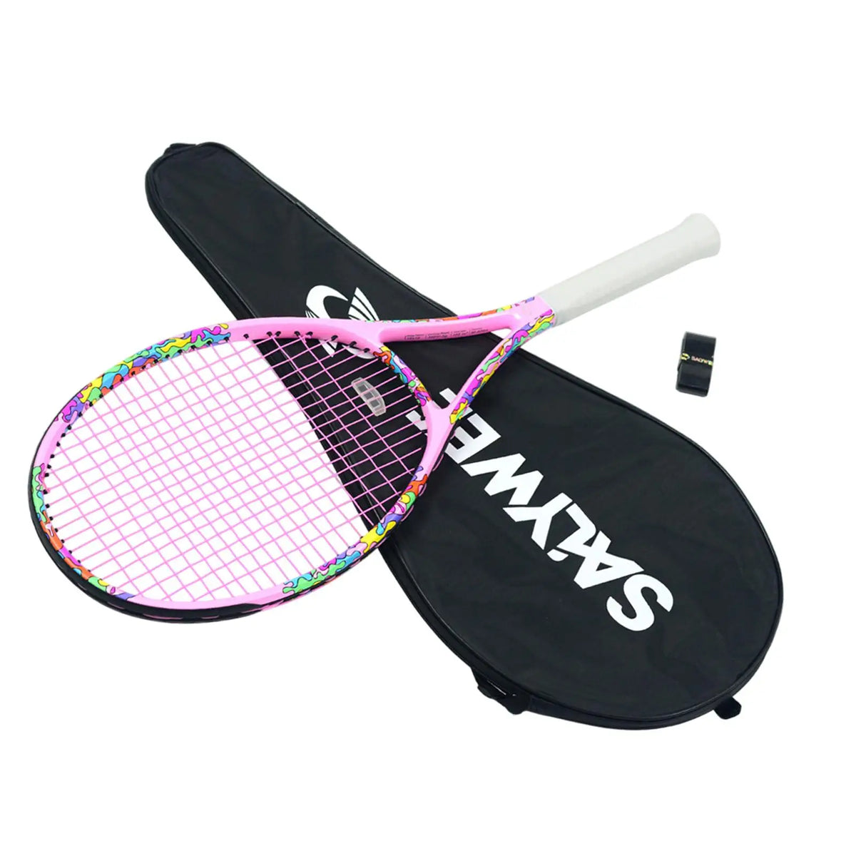 Raqueta de tenis portátil, raqueta ligera con agarre antideslizante y bolsa de almacenamiento para principiantes, adultos, actividades de verano