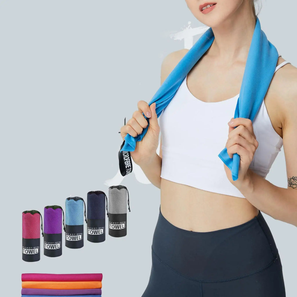 Toalla de secado rápido para el gimnasio, viajes, acampada, ligera, absorbente del sudor, de poliéster, ideal para deportes, entrenamiento, natación, senderismo, portátil y suave.