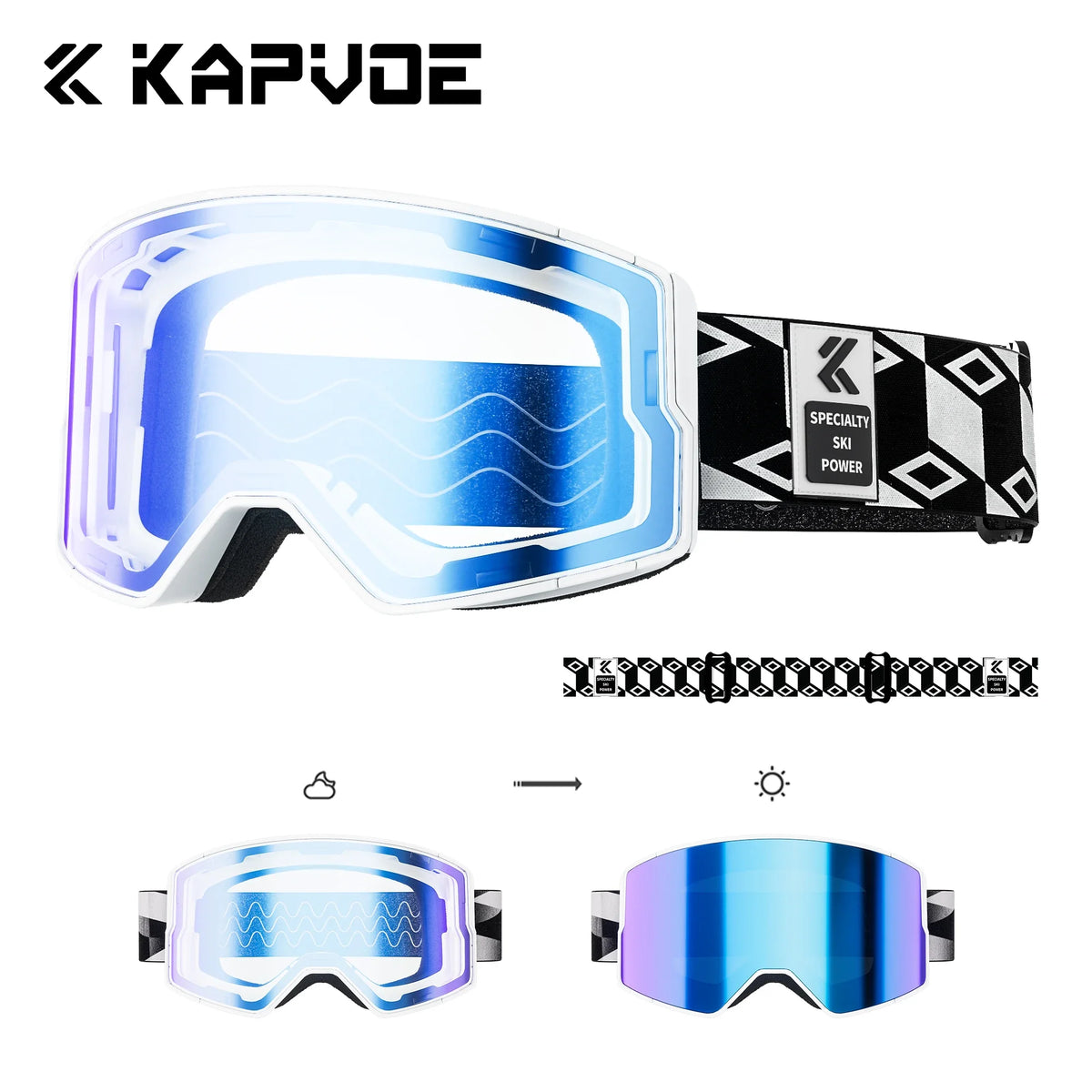 Kapvoe, nuevas gafas de esquí para hombre, máscara antiniebla para Snowboard, gafas de nieve fotocromáticas para mujer, gafas de protección UV400, gafas de invierno para moto de nieve