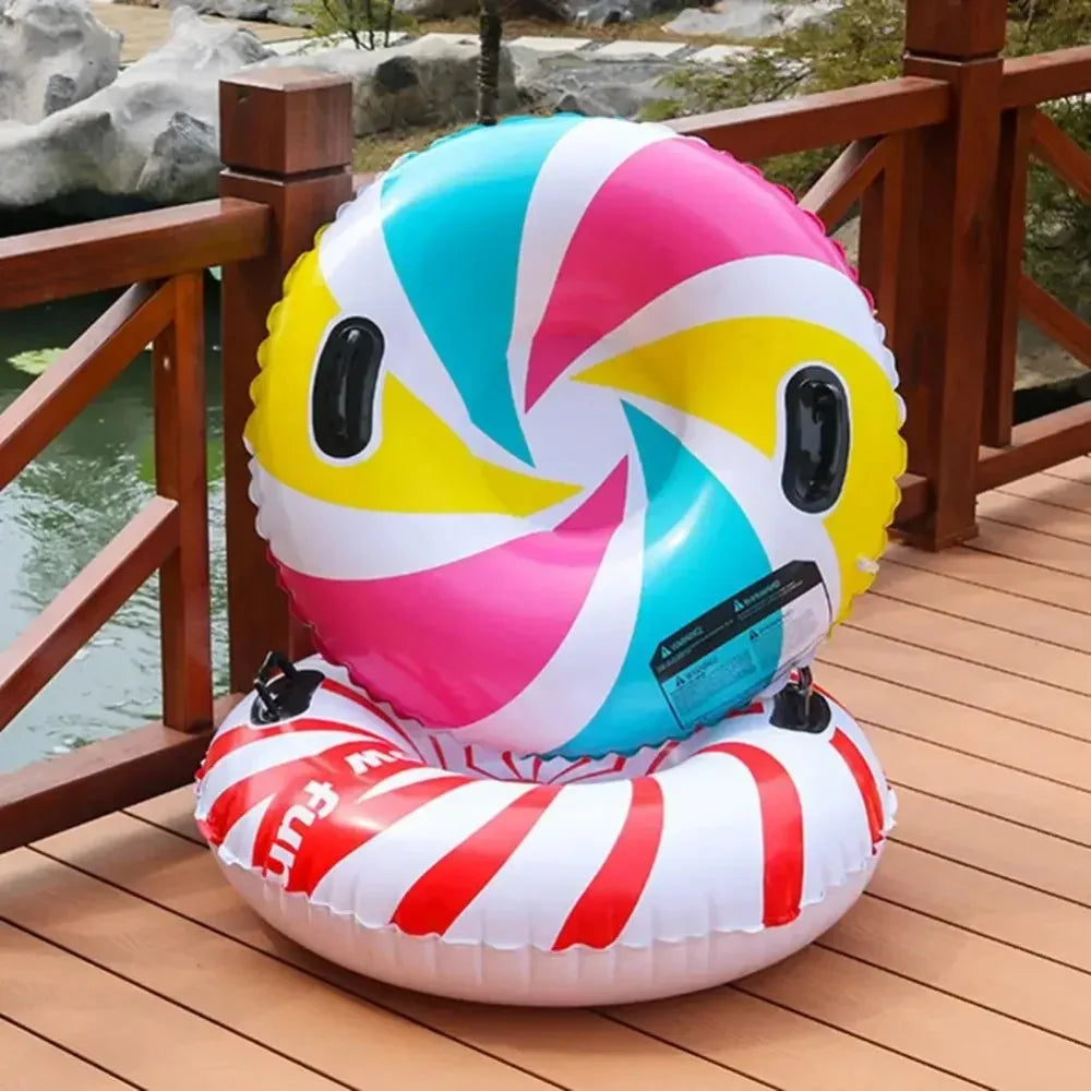 Tubo de nieve inflable de alta resistencia, trineo de PVC grueso de 80x80cm con asas dobles, tubo de trineo de invierno para colina de esquí, juegos de nieve