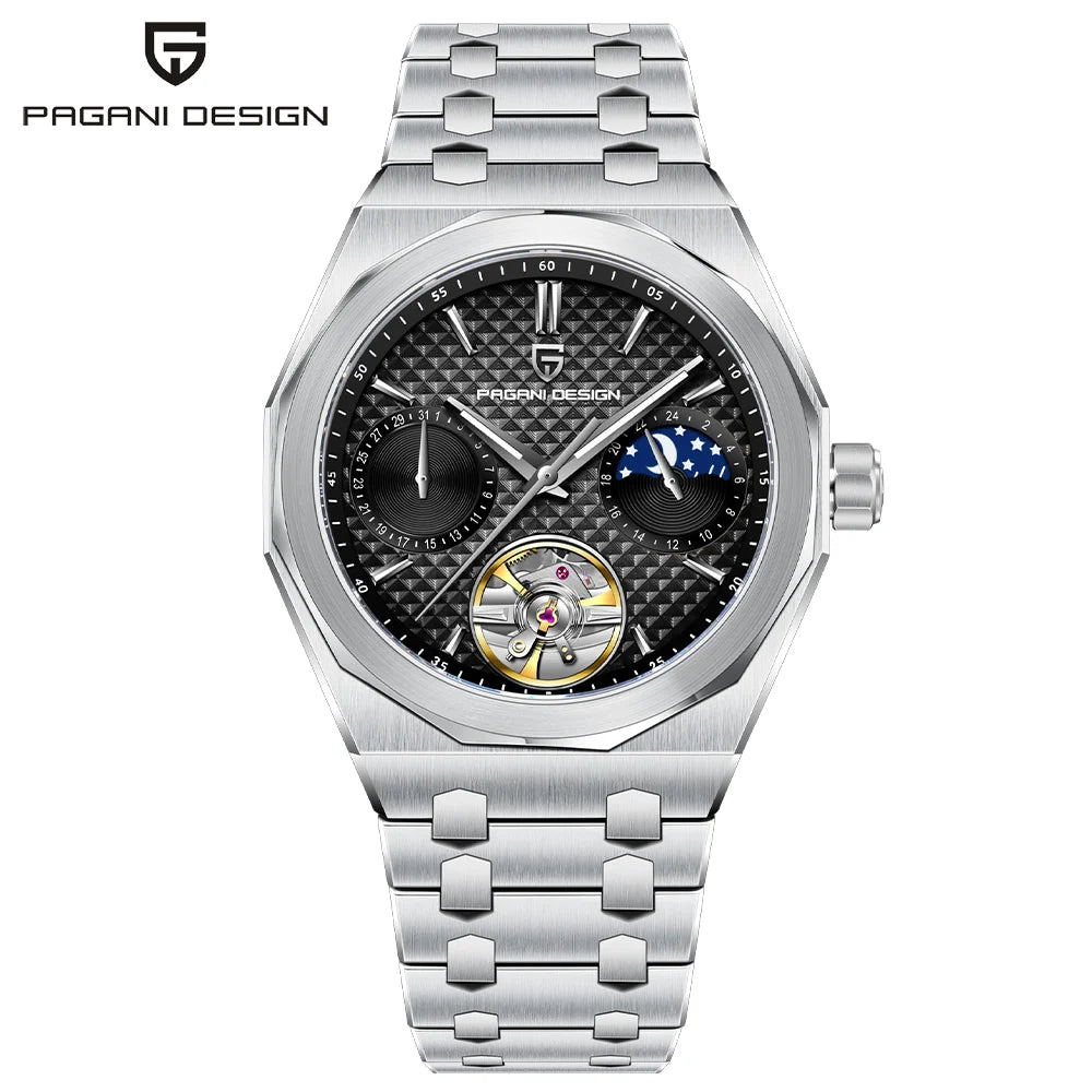 New PAGANI DESIGN Luxury Men's Automatic Watch Sapphire Glass Stainless Steel 100m Moonphase Business Leisure Mechanical Watch