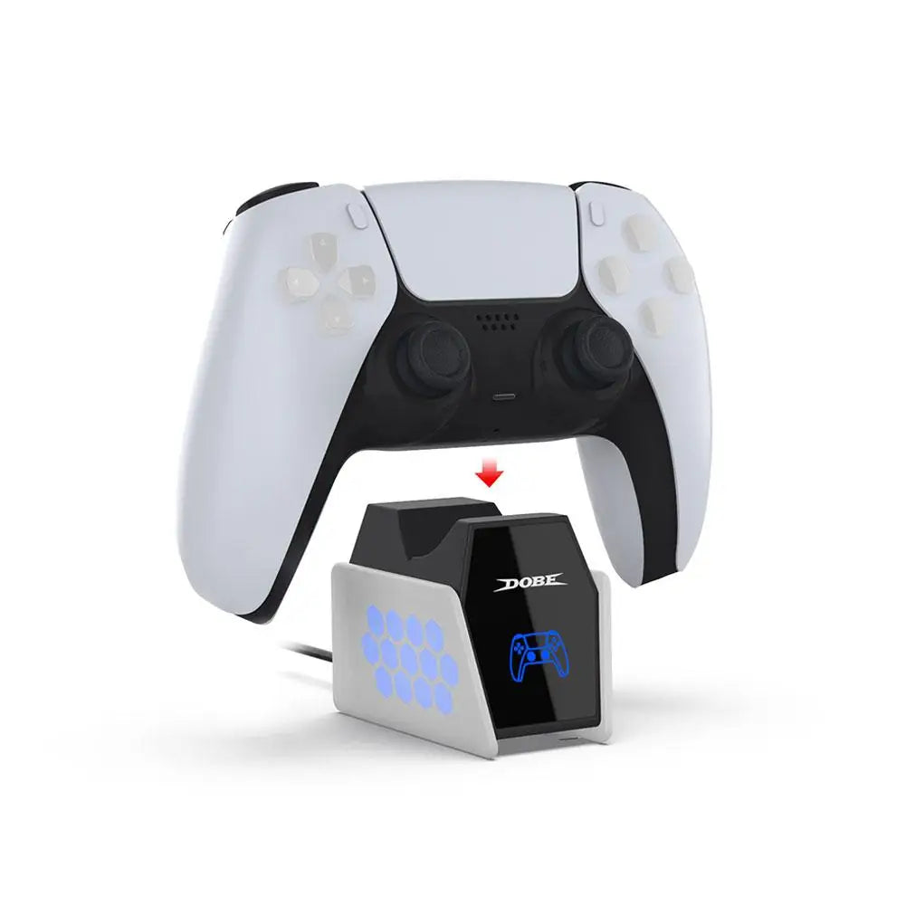 Estación de carga para mandos de PlayStation 5, cargador rápido doble con indicador LED, base de carga para accesorios de PS5