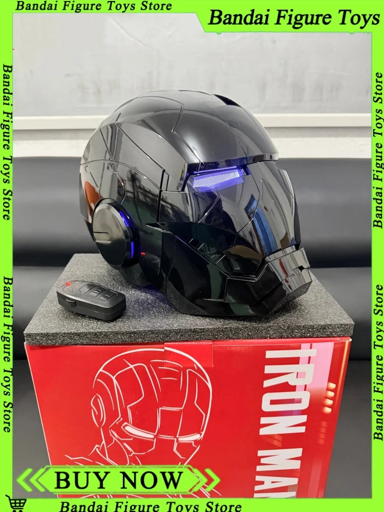 Nuevo Casco Negro Mk5 de Iron Man, Los Vengadores, Escala 1/1, Casco Usable, Transformable, Activado por Voz, Eléctrico, Coleccionable, Decorativo, Regalo