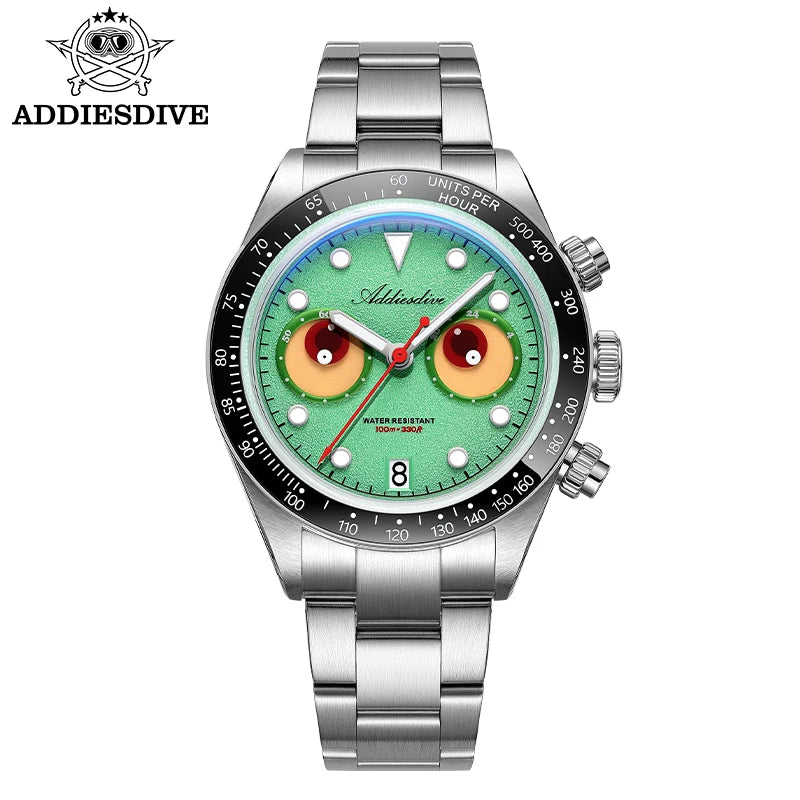 Reloj de lujo para hombre ADDIESDIVE AD2557, cronógrafo de cuarzo VK64, 40 mm, bisel de cerámica, luminiscencia BGW9, reloj de moda resistente al agua 100M