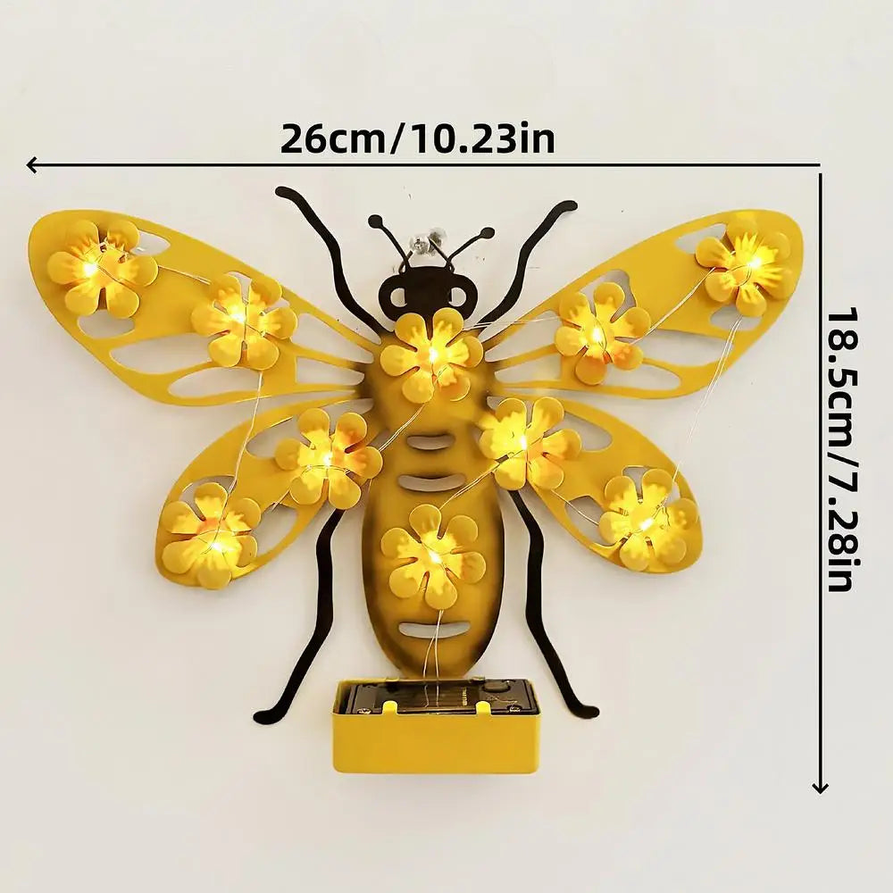Apliques solares LED de metal para pared, decoración de jardín, diseños de mariposa/abeja/búho, divertida lámpara decorativa para pared de jardín