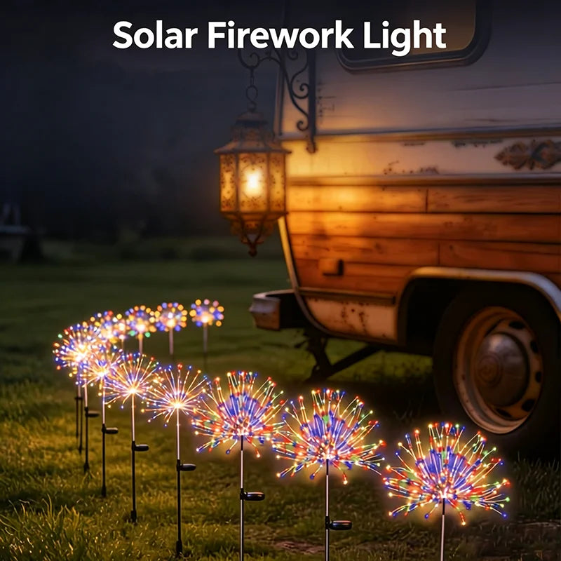 Solar Firework Lights Dandelion Lights Outdoor Waterproof Lawn Lights for Patio Garden Path Villa