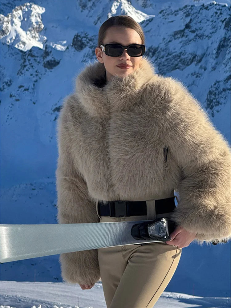 Traje de esquí de una pieza para mujer con parches de piel sintética, con cremallera, a prueba de viento, impermeable, cálido, para snowboard, para deportes de nieve al aire libre en invierno.