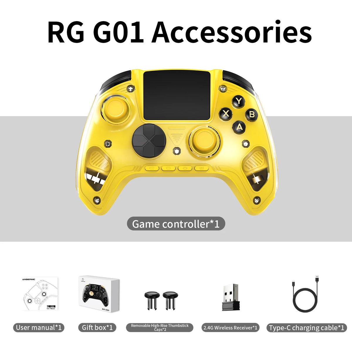 Controlador de Juegos Inalámbrico con Pantalla Interactiva Anbernic RG G01 Compatible con PC/Steam/Linux/Android/Switch/IOS con Efecto Hall