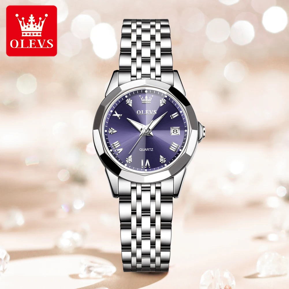 Reloj OLEVS 9931 para mujer, elegante reloj de cuarzo cuadrado original, resistente al agua, luminoso, con fecha automática, regalo para dama