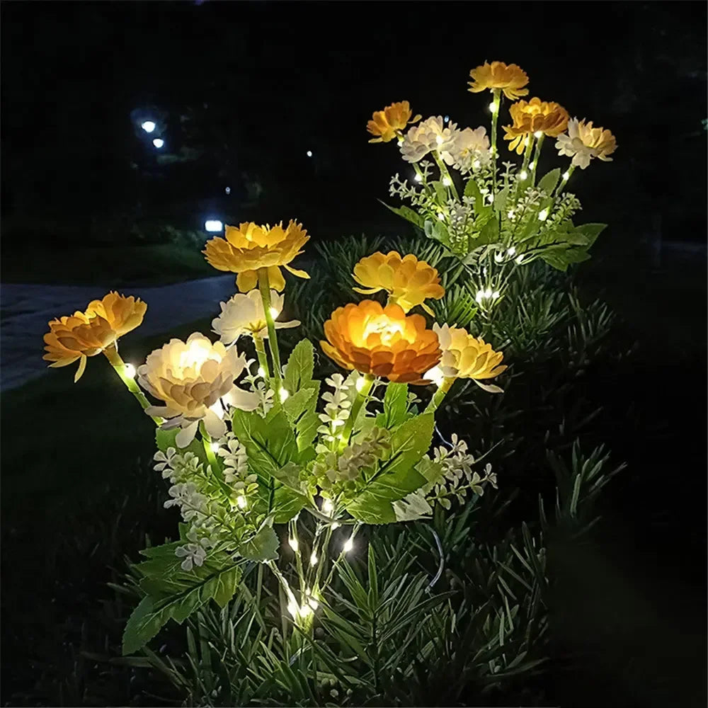 Luces solares de exterior, lámpara solar de jardín con forma de flor de loto para césped, patio, fiestas, bodas y el Día de la Madre