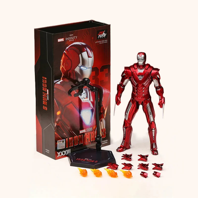 ZD Toys Iron Man figura de acción Mark 35 pargo rojo Iron Man MK 24 MK 22 MK 47 Tony Stark Ironman figura acción coleccionar juguete para regalo