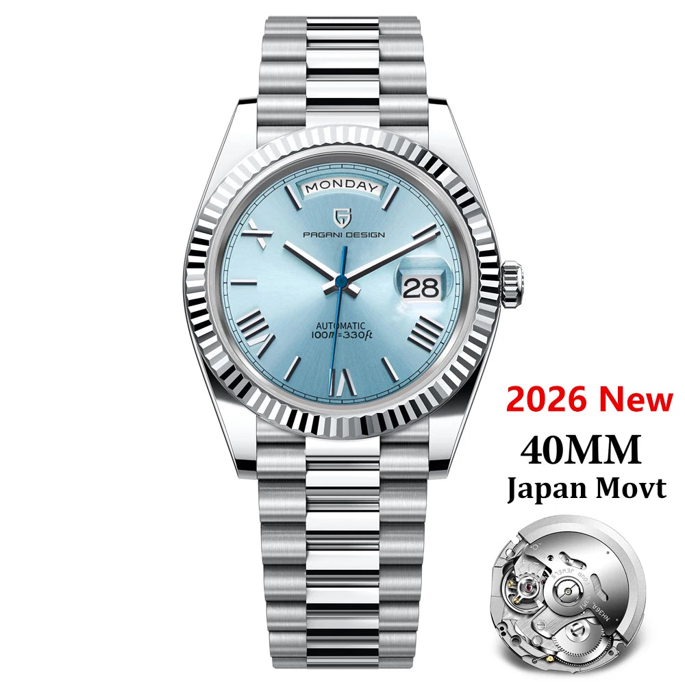 PAGANI DESIGN 2026 Nuevo reloj DD40 NH36A para hombre, reloj mecánico automático de lujo, cristal de zafiro AR, reloj de pulsera con fecha para hombre