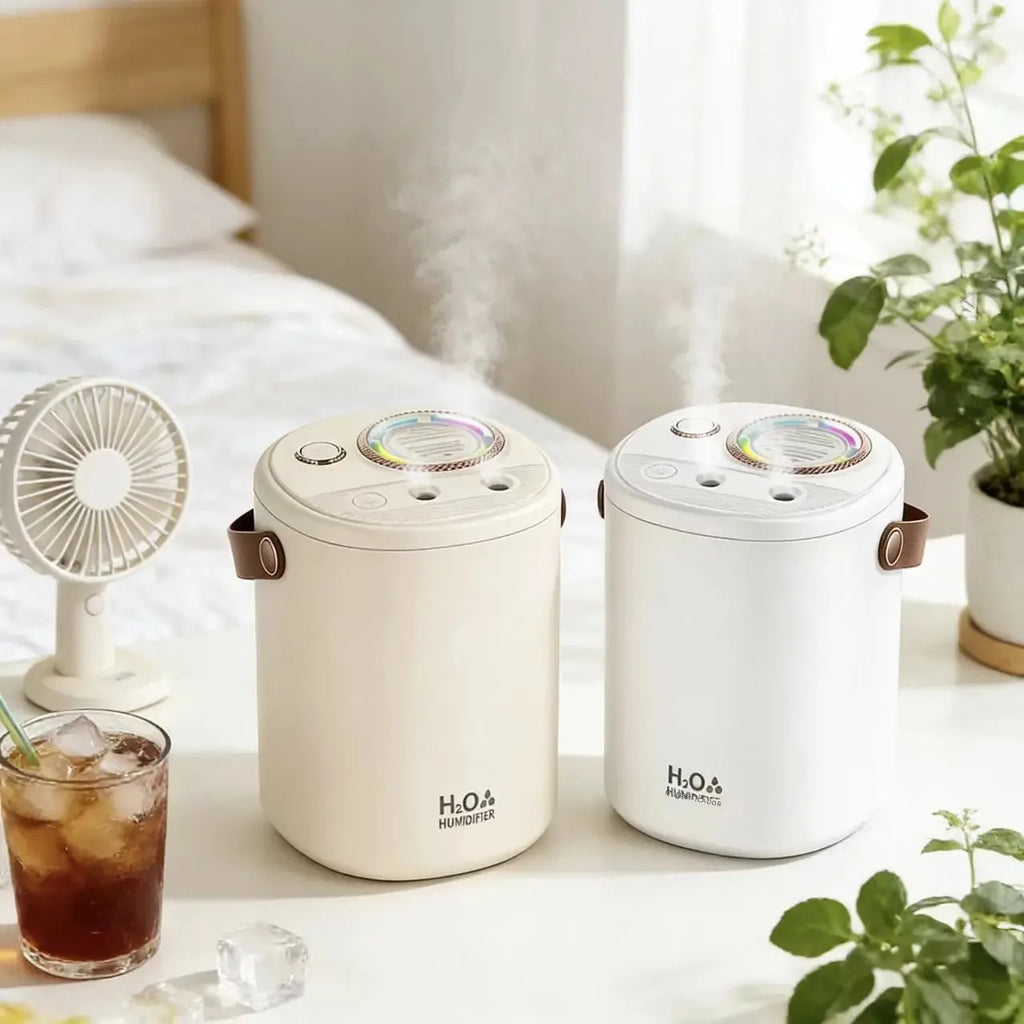 Nuevo humidificador de gran capacidad de 1L, humidificador USB de doble pulverización, silencioso, para dormitorio de bebé, humidificador purificador de aire para el hogar con luz LED