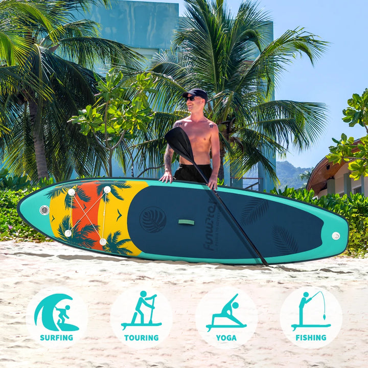 Tabla de Paddle Surf Inflable FunWater, Tabla SUP Antideslizante de 320-385CM con Accesorios, Tabla de Paddle Inflable para Adultos, Surf, Yoga, Pesca, Turismo, Lago, Río y Océano