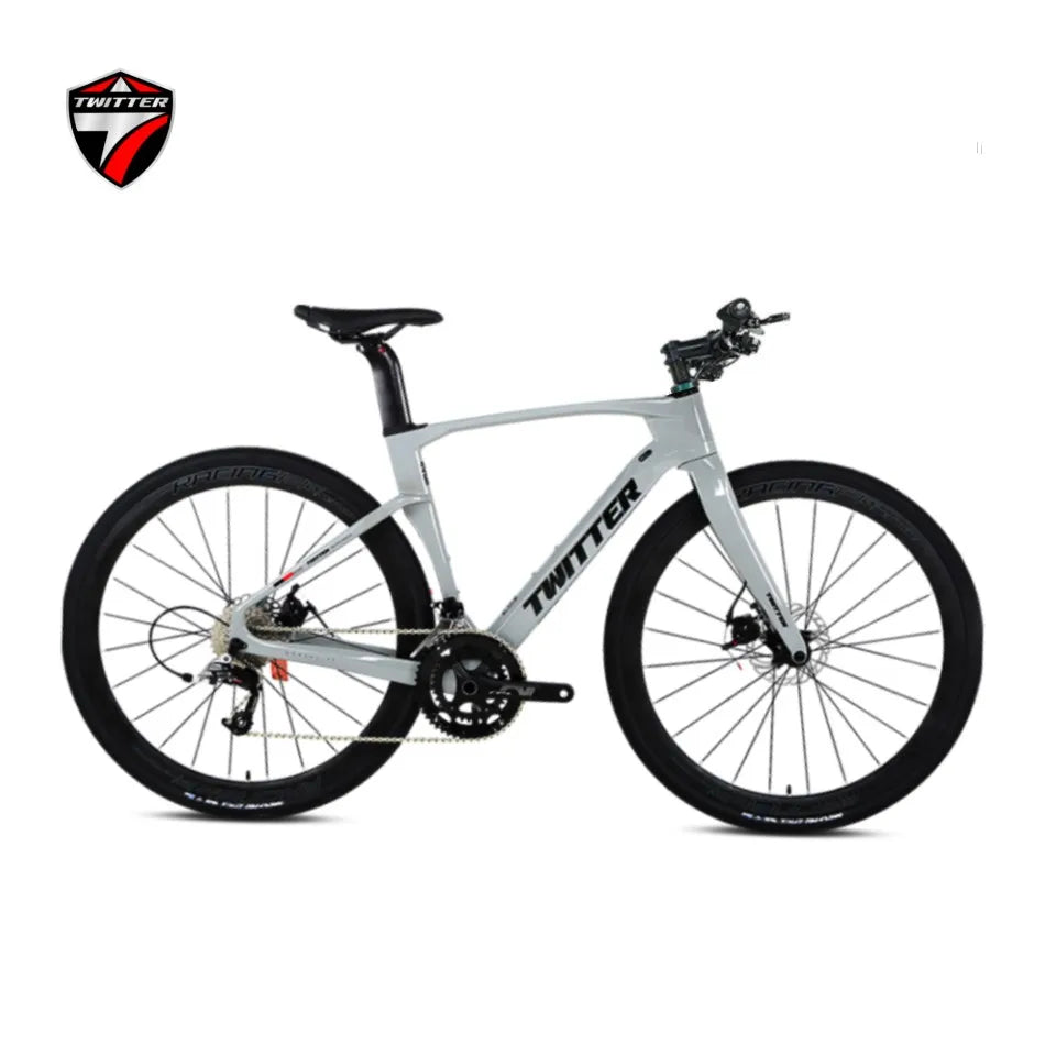 TWITTER V3Pro Transmisión electrónica SENTYEH ES800-13S Bicicleta de gravel de fibra de carbono con manillar plano y freno de disco hidráulico