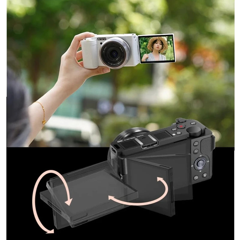Cámara digital WIFI compacta para vídeos Vlogging con linterna Zoom óptico 5X y enfoque AF/MF, visión nocturna IR y batería larga