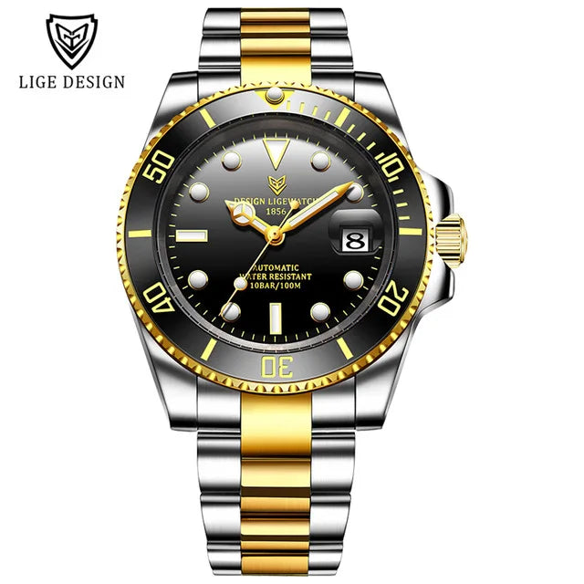 Nuevo reloj mecánico de moda LIGE para hombre, reloj de negocios, reloj automático deportivo resistente al agua para hombre, Relogios Masculino