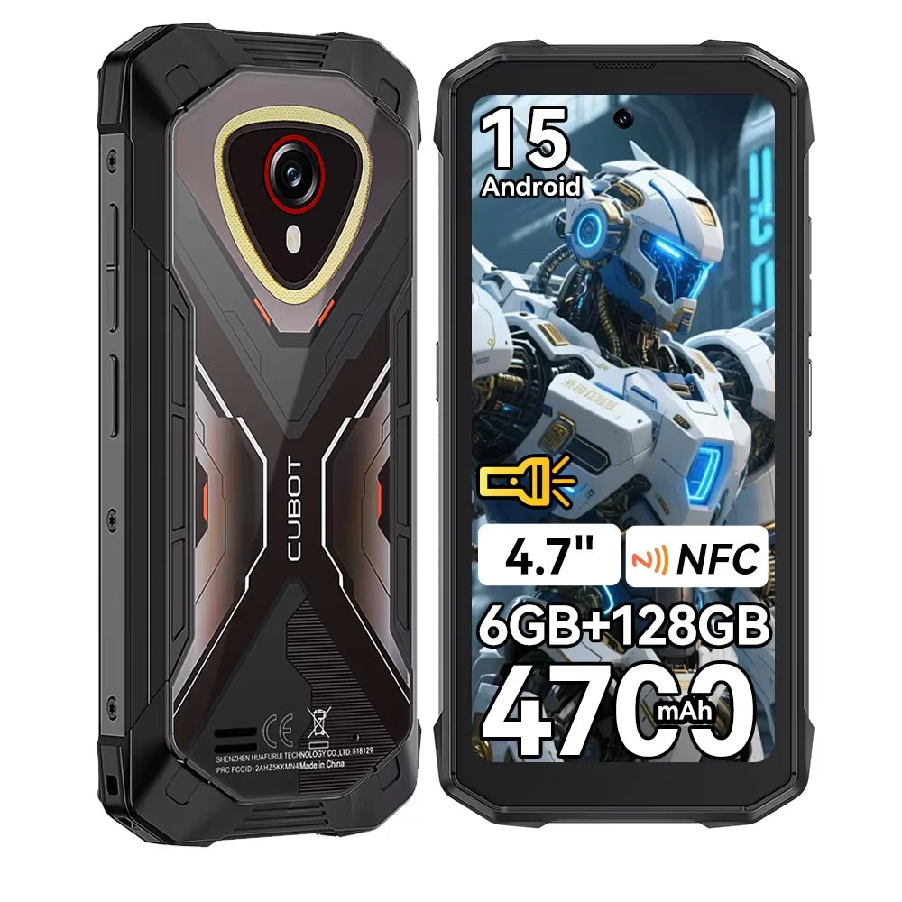 [ES Shipping] Cubot KingKong Mini 4 4.7″ Teléfonos móviles mini 6GB RAM + 128GB ROM Batería de 4700mAh, Smartphone pequeño Android 15 NFC Cámara de 48MP, luz de camping