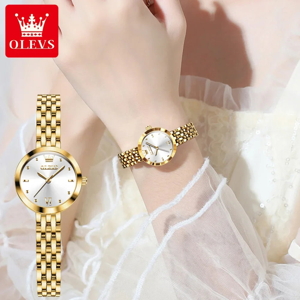 Relojes de lujo para mujer OLEVS 9992, elegante reloj dorado de lujo para mujer, reloj de pulsera de cuarzo resistente al agua, Relojes Para Mujer
