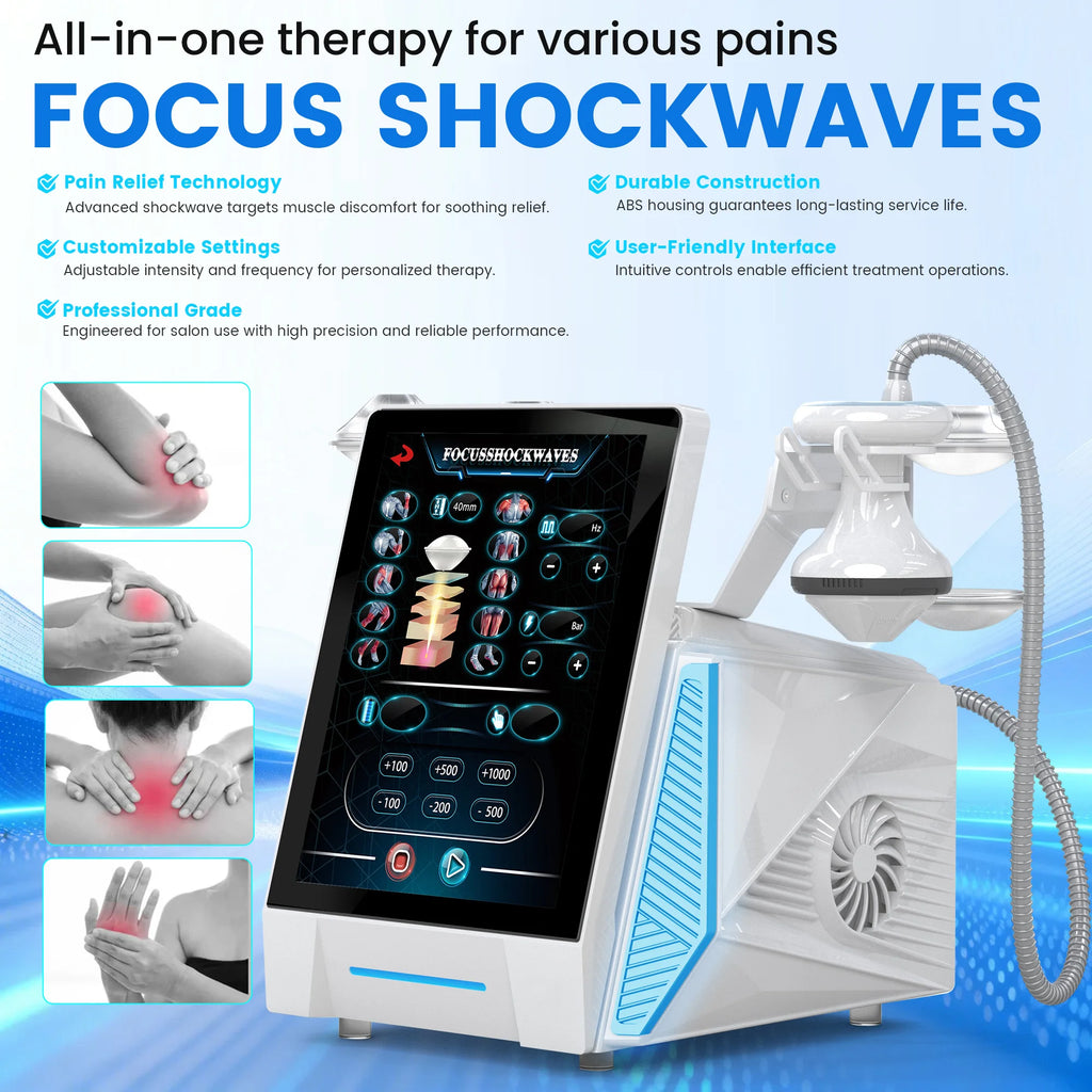 Máquina de Terapia de Ondas de Choque Extracorpóreas Enfocadas, Alivia el Dolor, Estimula el Crecimiento