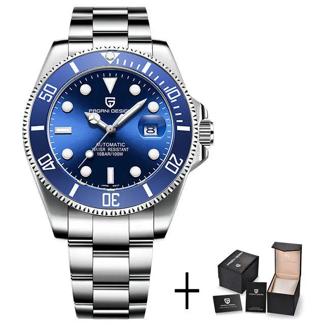 Reloj automático de lujo para hombre PAGANI DESIGN, reloj de pulsera mecánico de buceo con cristal de zafiro, reloj de negocios de acero inoxidable para hombre