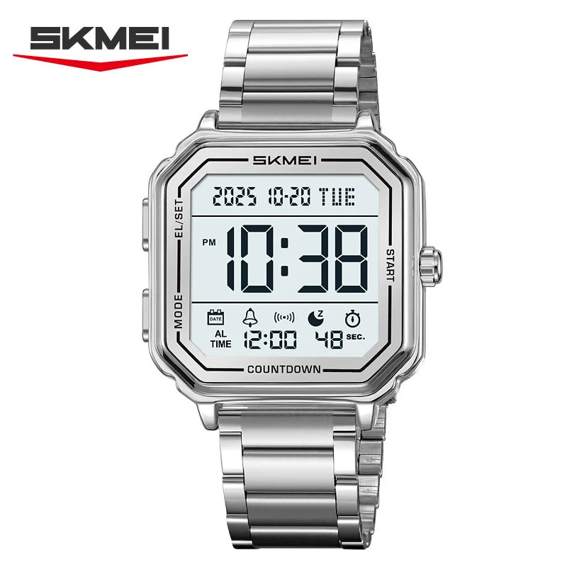 SKMEI 2559 Reloj deportivo de negocios casual con pantalla retroiluminada para hombre, cronógrafo digital, doble zona horaria, reloj de pulsera para hombre