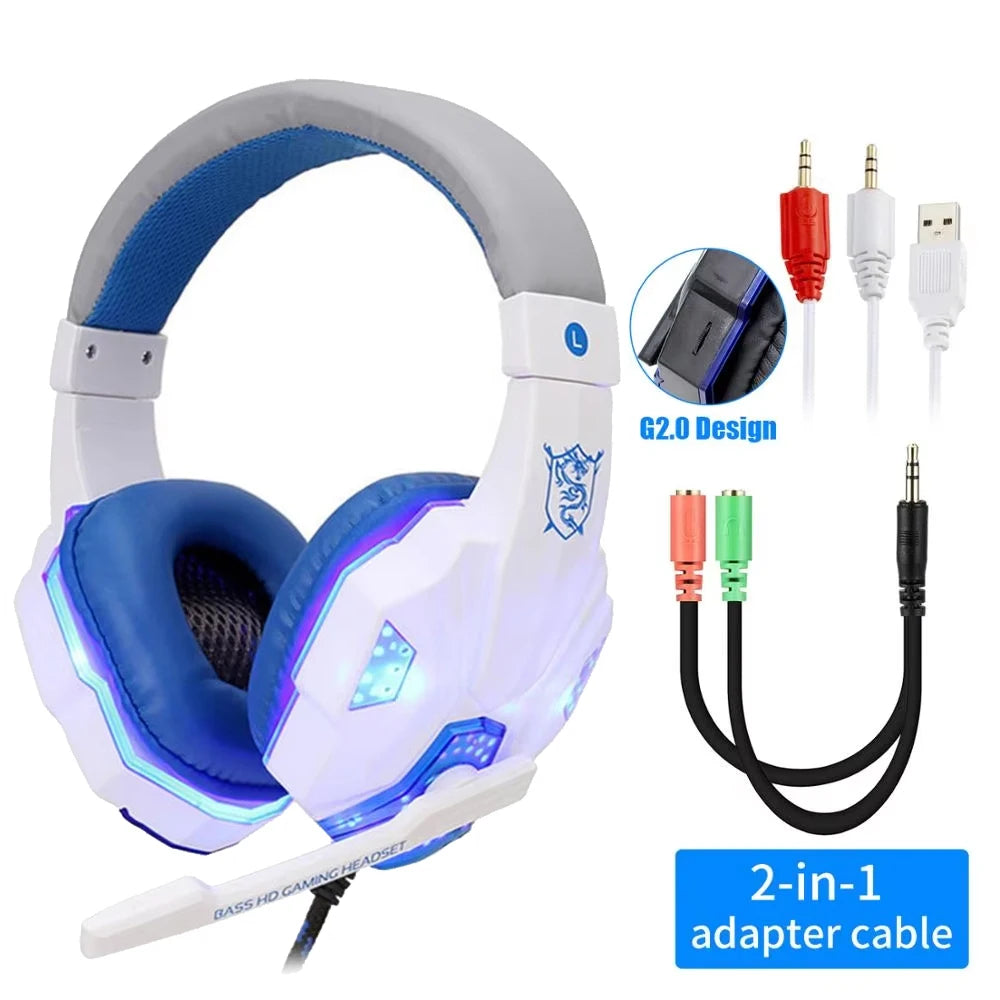 Professional Led Light Wired Gaming Headphones With Microphone For Computer PS4 PS5 Xbox Bass Stereo PC Gaming Headset Gifts