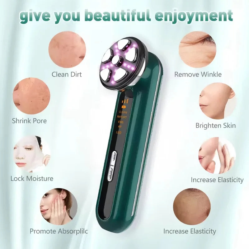 Dispositivo Facial de Microcorriente con Luz LED, Máquina de Lifting Facial con Fotones, Masajeador Reafirmante de Piel del Cuello, Herramienta de Belleza con Vibración y Rejuvenecimiento