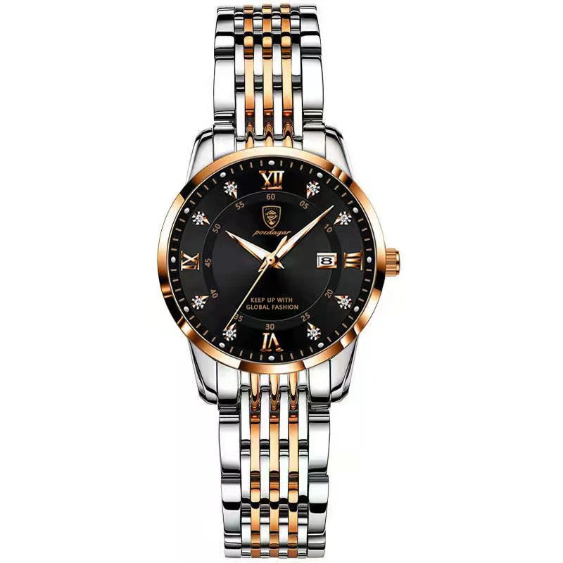 Reloj original para mujer POEDAGAR, resistente al agua, acero inoxidable, luminoso, con fecha, reloj de pulsera de moda para dama, reloj de cuarzo para negocios.