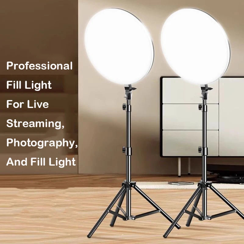 Kit de luz LED para vídeo de gran tamaño, 45CM, regulable, 3200-6500K, iluminación de fotografía con Control remoto, soporte de 2,1 M, CRI 95 + luz de estudio