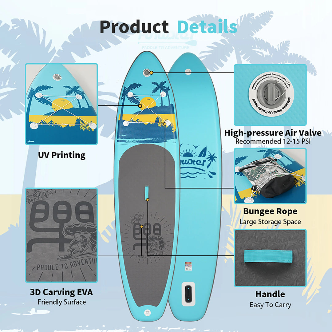 Tabla de SUP Inflable Funwater 335/350cm, Tecnología de Sellado Térmico, Kit Completo de Accesorios, Pala de Doble Punta, Stock Local en la UE