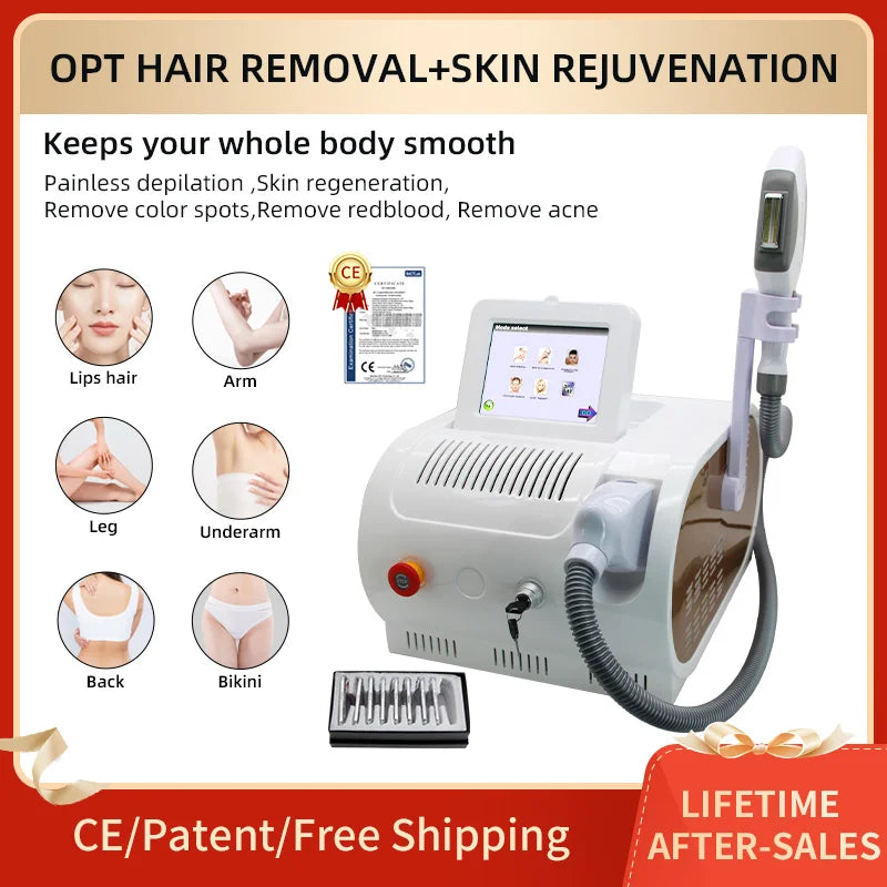Depiladora Láser IPL+OPT de 2000w, Depilación Indolora con Punto de Congelación para Piel Sensible, Eliminación de Manchas, Pecas y Arrugas, Depilación Permanente
