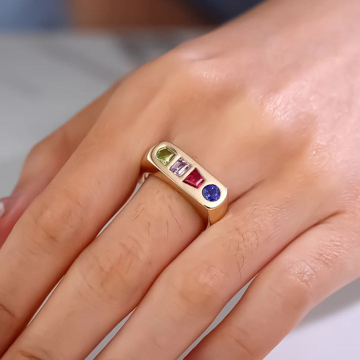 MUSHAN Joyería Personalizada, Anillo de Oro de 14k y 18k con Rubí y Zafiro Cultivados en Laboratorio para Mujer, Anillos de Oro de 18K con Certificado GRC, Joyería Fina
