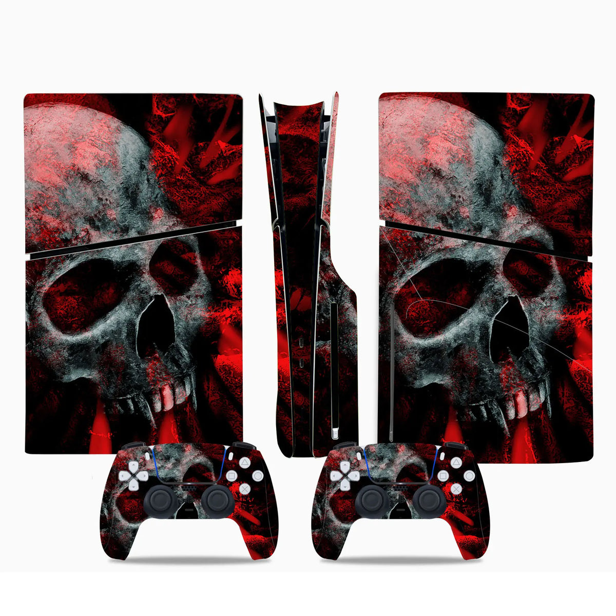 Skin con diseño de ondas para consola PS5 Slim edición disco y 2 mandos, adhesivo protector, pegatina removible para PS5 Slim edición disco