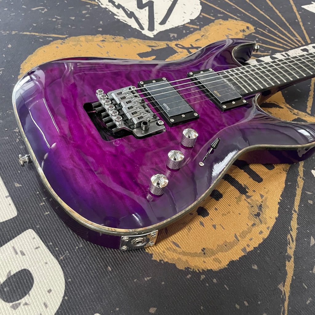 Guitarra eléctrica morada de 6 cuerdas, guitarra con herrajes blancos, guitarra de caoba, diapasón de palisandro