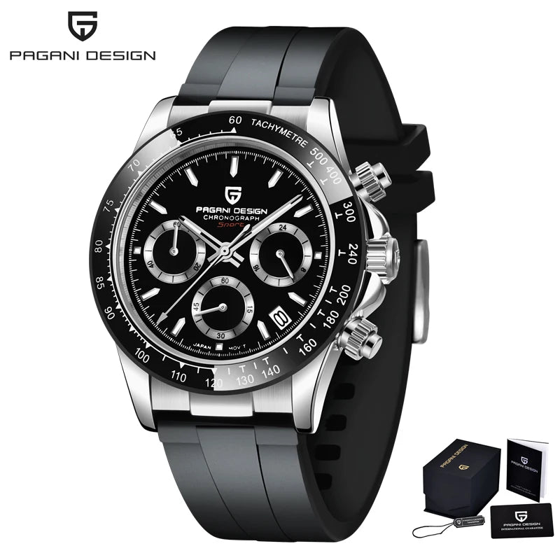 PAGANI Design Chronograph Quartz Watches Sports Sapphire Stainless Steel Waterproof watch for Men Reloj Hombre PD166
